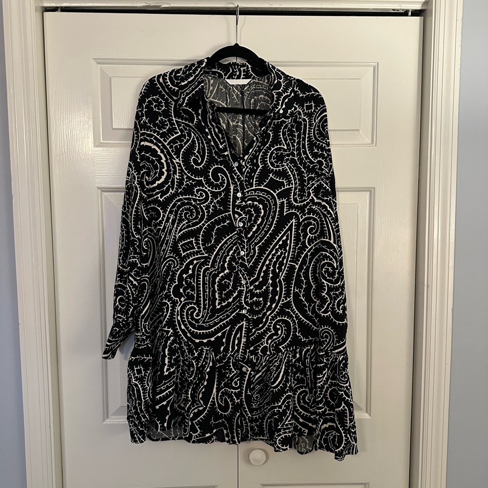 H&M Black And Cream Long Blouse 3XL